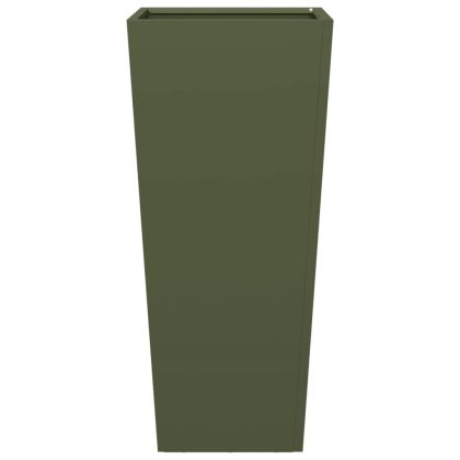 Градински кашпи, 2 бр, маслиненозелени, 35x35x75 см, стомана