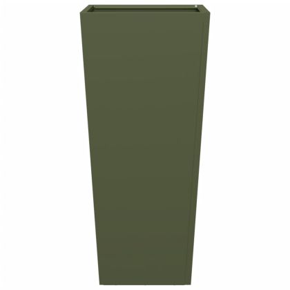 Градински кашпи, 2 бр, маслиненозелени, 35x35x75 см, стомана