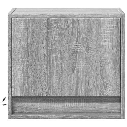 Нощни шкафчета за стена с LED осветление, 2 бр, сив сонома