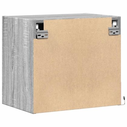 Нощни шкафчета за стена с LED осветление, 2 бр, сив сонома