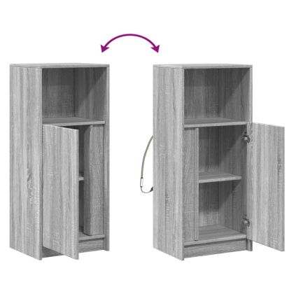 Сайдборд с LED, сив сонома, 42,5x34x100 см, инженерно дърво