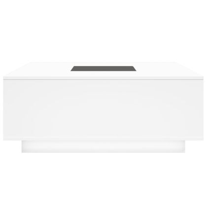 Маса за кафе с Infinity LED, бяла, 100x100x40 см
