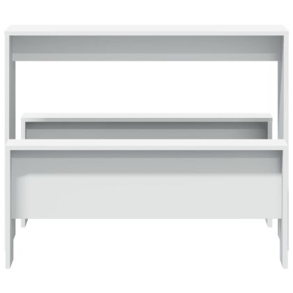 Комплект трапезна маса и пейки, 3 части, бял, инженерно дърво