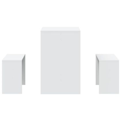 Комплект трапезна маса и пейки, 3 части, бял, инженерно дърво