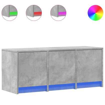 ТВ шкаф с LED, бетонно сив, 97x34x40 см, инженерно дърво