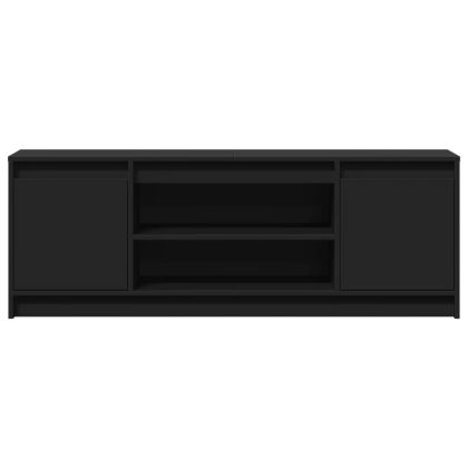 ТВ шкаф с LED, черен, 139,5x34x50 см, инженерно дърво