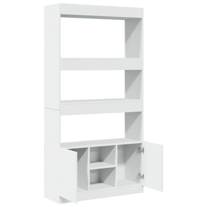 Висок шкаф, бял, 92x33x180 см, инженерно дърво