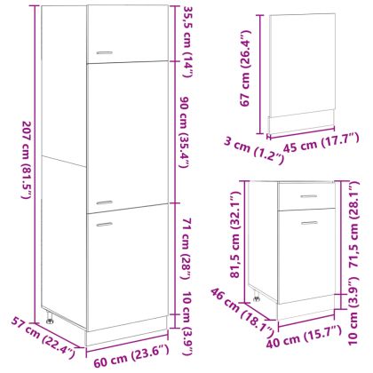 Комплект кухненски шкафове, 7 части, "Lyon", дъб сонома, инженерно дърво