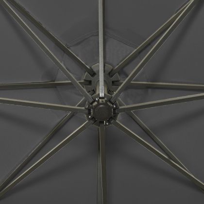 Конзолен градински чадър с прът и LED светлини антрацит 300 см