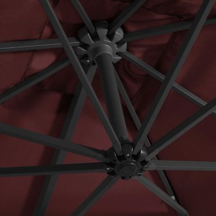 Конзолен градински чадър, с LED светлини, бордо, 250x250 см