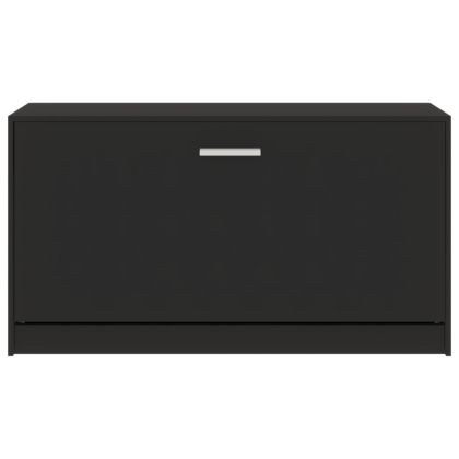 Пейка за обувки, черна, 80x24x45 см, инженерно дърво