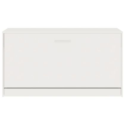 Пейка за обувки, бяла с висок гланц, 80x24x45 см, инженерно дърво