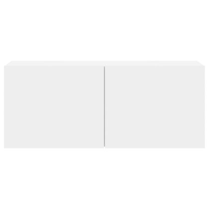 ТВ шкаф за стенен монтаж, бял, 100x30x41 см