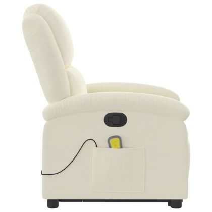 Изправящ масажен реклайнер стол, кремава, кадифе