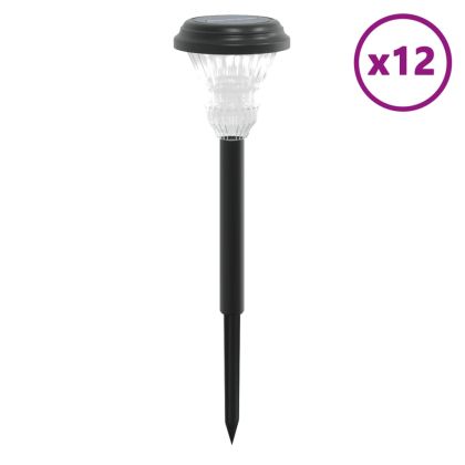 Соларни лампи за пътека със земни шипове, 12 бр, бяла