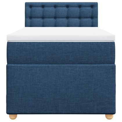 Боксспринг легло с матрак, синя, 90x200 см, плат