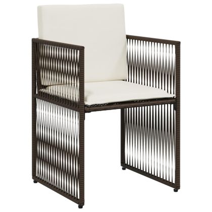 Градински трапезен комплект възглавници 7 части кафяв полиратан