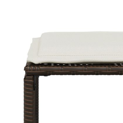 Градински трапезен комплект възглавници 7 части кафяв полиратан