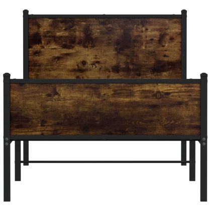 Метална рамка за легло, без матрак, опушен дъб, 75x190 см