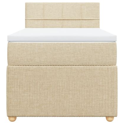 Боксспринг легло с матрак, кремава, 90x200 см, плат