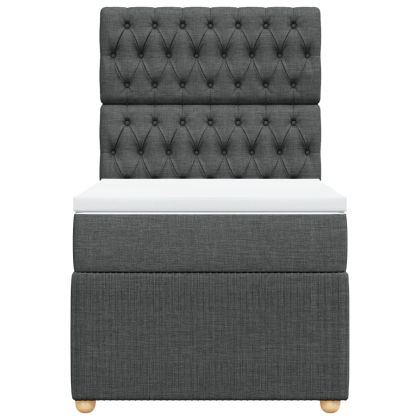 Боксспринг легло с матрак, тъмносиво, 90x200 см, плат