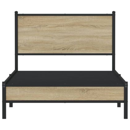 Метална рамка за легло, без матрак, сонома дъб, 100x200 см