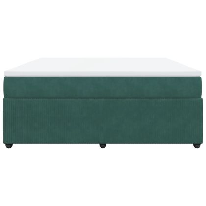 Боксспринг легло с матрак, тъмнозелено, 180x200 см, кадифе