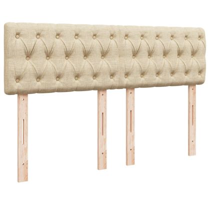 Боксспринг легло с матрак, кремаво, 140x190 см, плат