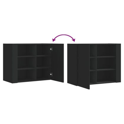 Стенен шкаф, черен, 75x35x60 см, инженерно дърво