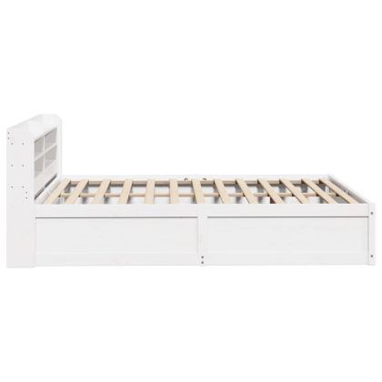 Рамка за легло с табла, бяла, 140x190 см, масивно дърво