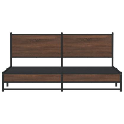 Метална рамка за легло, без матрак, кафяв дъб, 180x200 см