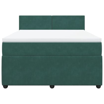 Боксспринг легло с матрак, зелена, 140x190 см, кадифе