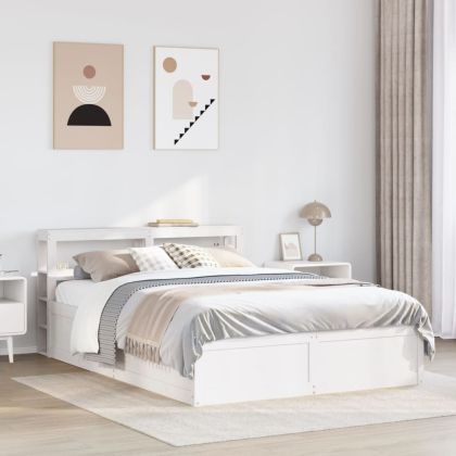 Рамка за легло с табла, бяла, 160х200 см, бор масив