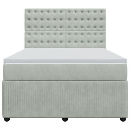 Боксспринг легло с матрак, светлосиво, 140x200 см, кадифе