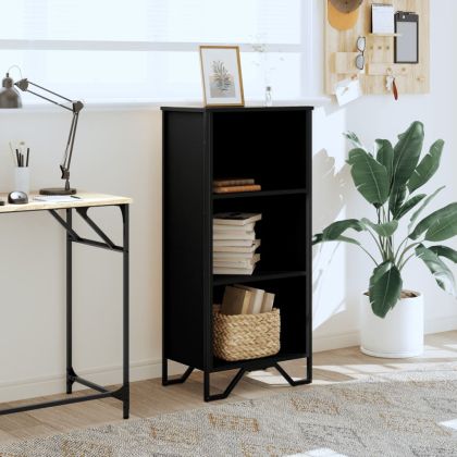 Библиотека черна 50x31x106 см инженерно дърво