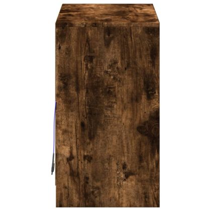 Сайдборд с LED, опушен дъб, 72x34x61 см, инженерно дърво