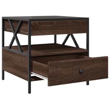 Маса за кафе с Infinity LED, кафяв дъб, 50x50x51 см