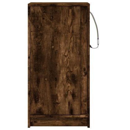 Сайдборд с LED, опушен дъб, 42,5x34x85 см, инженерно дърво