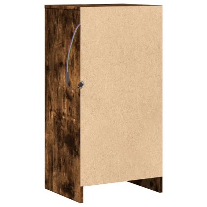 Сайдборд с LED, опушен дъб, 42,5x34x85 см, инженерно дърво