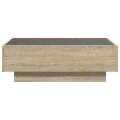 Маса за кафе с LED, сонома дъб, 90x50x30 см, инженерно дърво