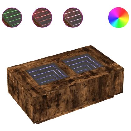 Маса за кафе с Infinity LED, опушен дъб, 116x69x40 см