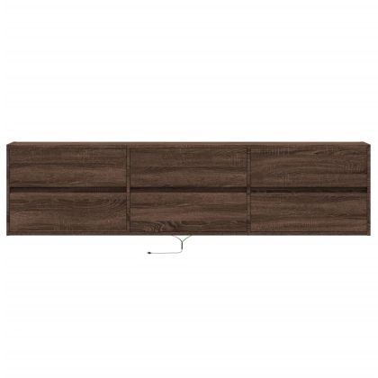 Стенен ТВ шкаф с LED, кафяв дъб, 180x31x45 см
