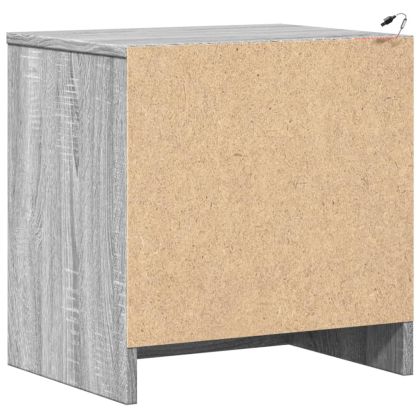 Нощни шкафчета с LED, 2 бр, сив сонома, инженерна дървесина