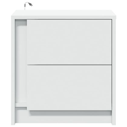 Нощно шкафче с LED осветление, бяло, инженерно дърво