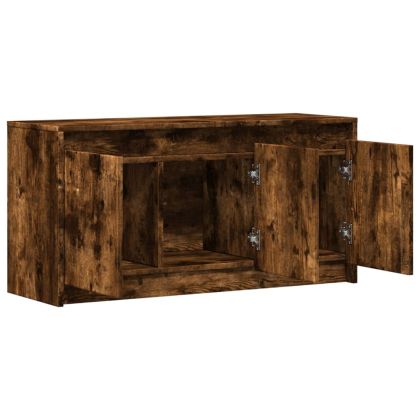 ТВ шкаф с LED, опушен дъб, 100x34x50 см, инженерно дърво