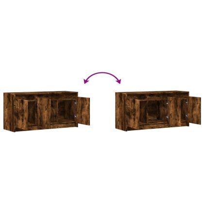 ТВ шкаф с LED, опушен дъб, 100x34x50 см, инженерно дърво