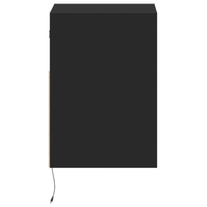 Стенен ТВ шкаф с LED осветление, черен, 41x31x45 см