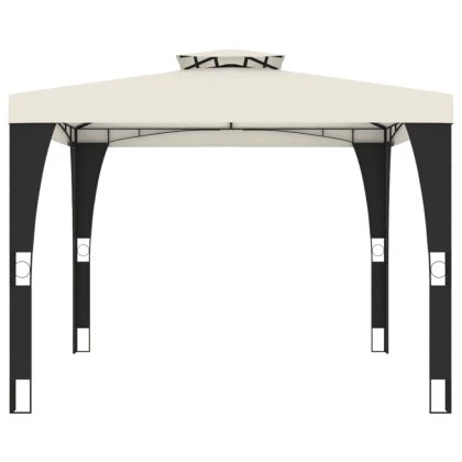 Беседка с двоен покрив, кремава, 2,98x2,98 м, стомана