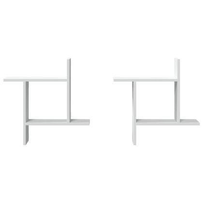 Стенни рафтове, 2 бр, бели, 50x12x50 см, инженерно дърво