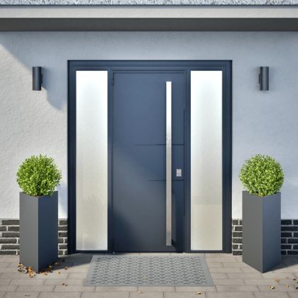 Градински кашпи, 2 бр, антрацит, триъгълна 40x34,5x70см стомана